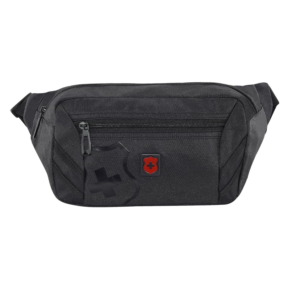 Cangurera Royal Swiss® Deportiva, Bolsa De Viaje con Cinta de Ajuste con Clip, Compartimiento Amplio, Riñoneras Deportivas de Hombres y Mujeres para Correr, Ciclismo y más. (Negro)