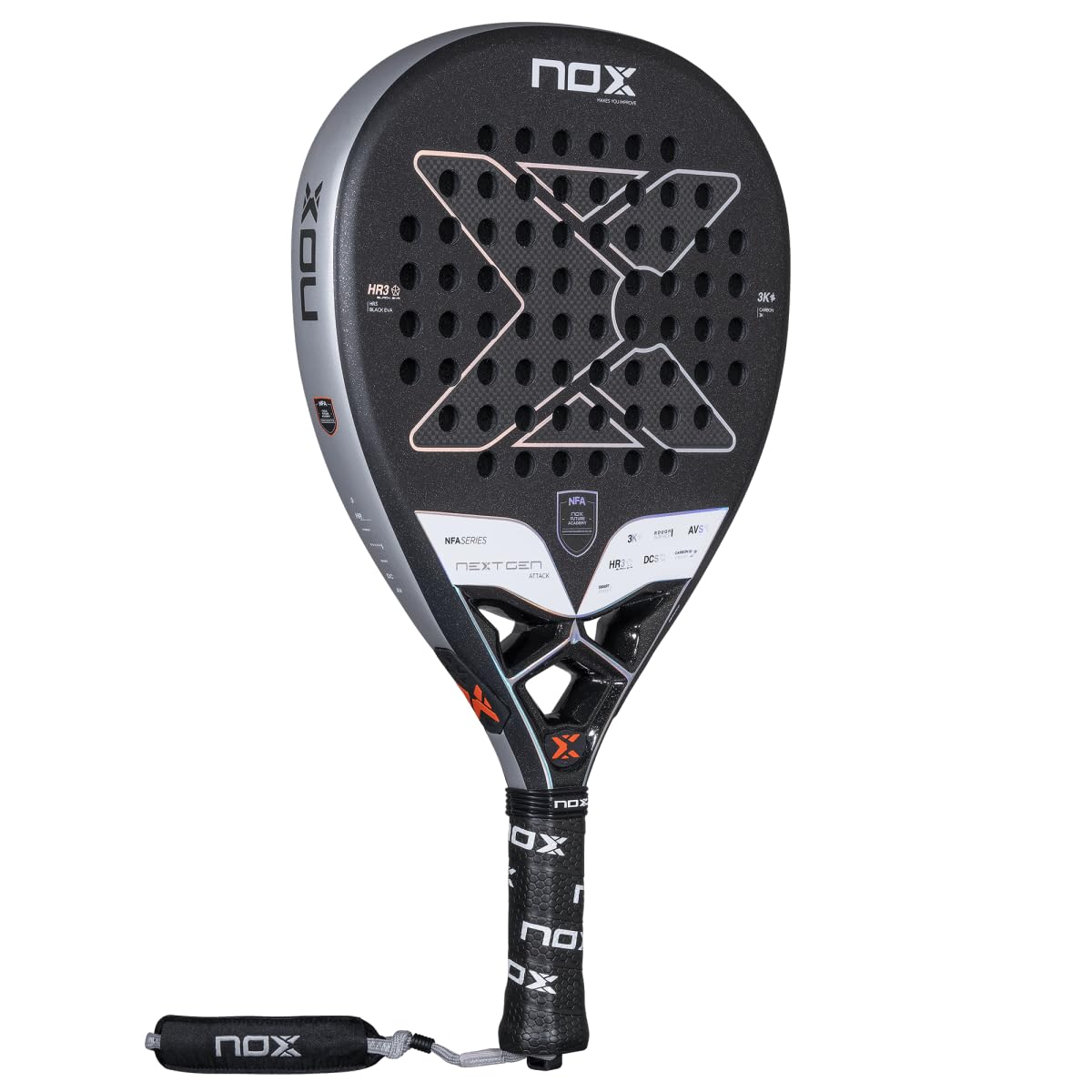 Raqueta de Pádel NEXTGEN PRO Attack 3K NFA Series 2025 Negra con Textura de Arena para Hombre