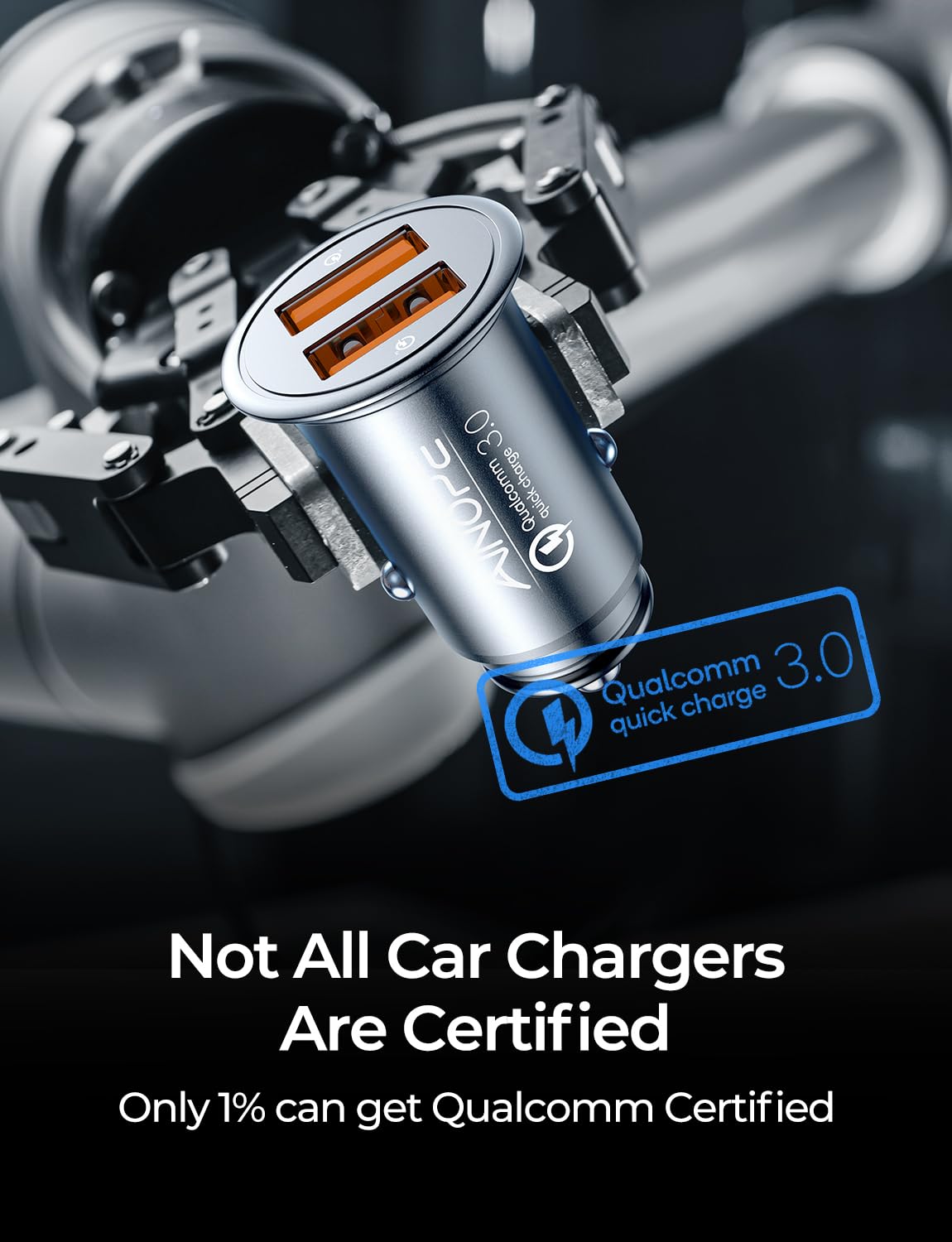 AINOPE Cargador para Auto Rapida Doble Puerto QC3.0, Cargador Todo Metal Cargador para Carro, Compatible con iPhone 16/15/14 Pro MAX, Galaxy S24/23/22 Ultra, Xiaomi, Motorola, Huawei