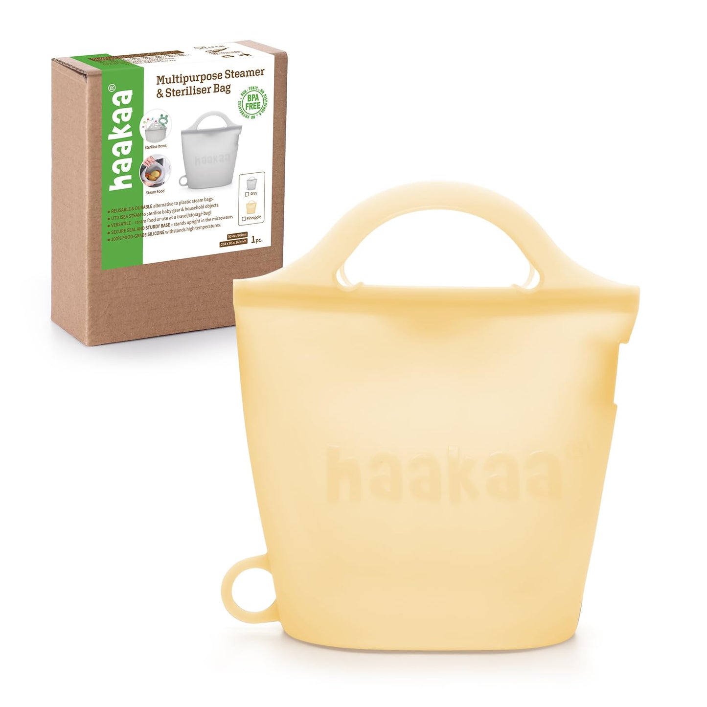 haakaa Bolsa De Silicona Reutilizable Para Vaporizador Y Esterilizador De Microondas, 30 Oz, Ideal Para Guardar Artículos Pequeños De Bebé, Chupetes, Mordedores O Vasos. Ideal Para El Hogar Y Para Lle