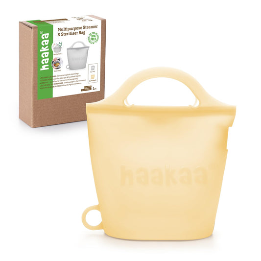 haakaa Bolsa De Silicona Reutilizable Para Vaporizador Y Esterilizador De Microondas, 30 Oz, Ideal Para Guardar Artículos Pequeños De Bebé, Chupetes, Mordedores O Vasos. Ideal Para El Hogar Y Para Lle