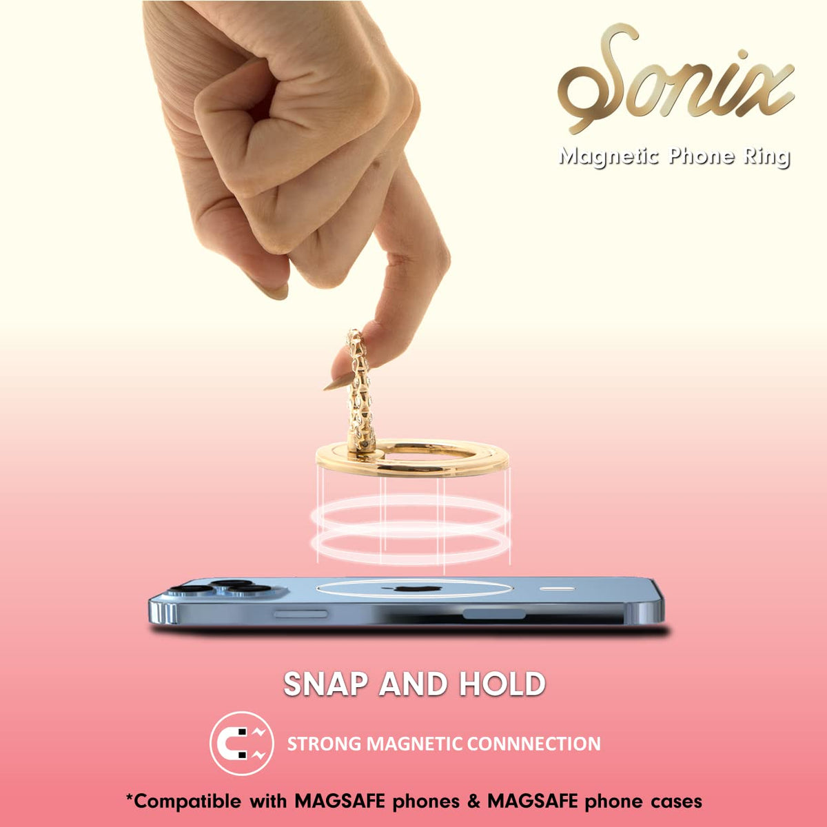 Soporte Magnético para Teléfono Sonix Diamantes de Imitación Compatible con MagSafe y Soporte Giratorio para iPhone Series 16, 15, 14, 13, 12