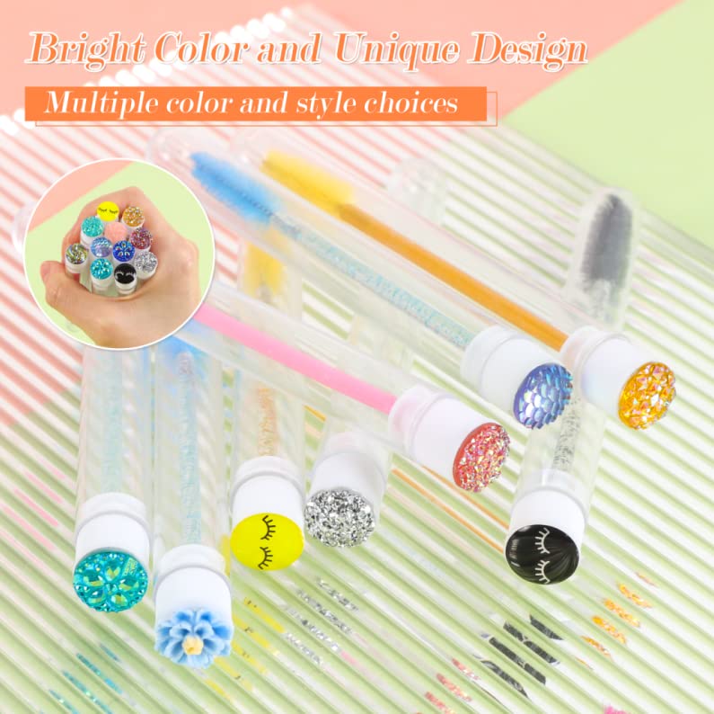 60 pinceles desechables para pestañas coloridas, para pestañas y pestañas, con forma de diamante, para maquillaje, varita de máscara en tubo sanitario, suministros para pestañas