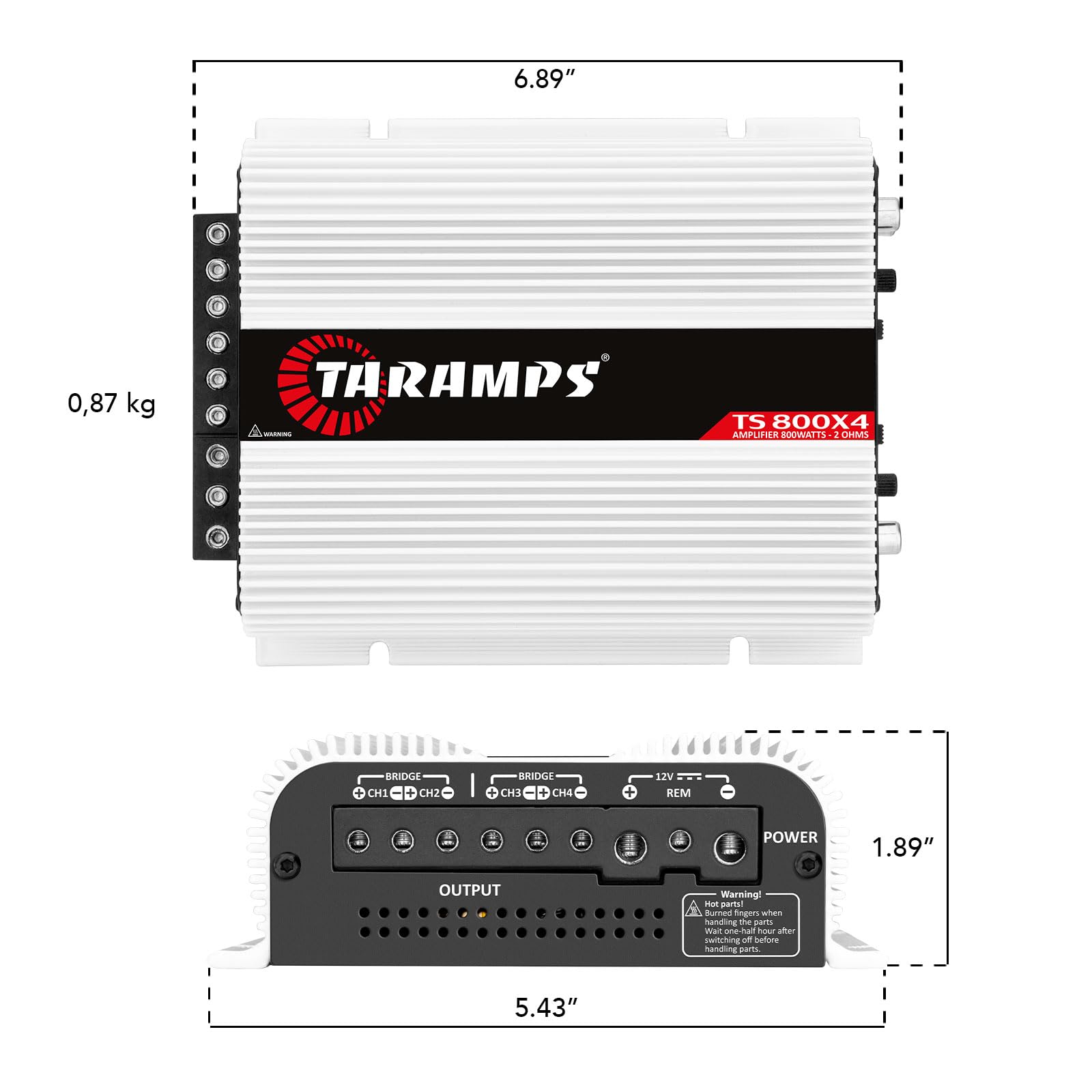 Amplificador de Sonido Taramps TS 800x4 4 Canales 2 Ohmios 800 W RMS para Auto