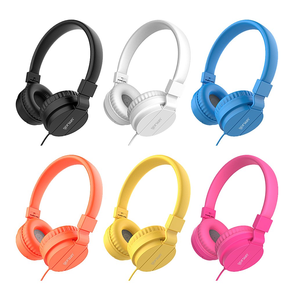 Gorsun lightweight stereo kids headphone Adjustable Headband foldable on ear Headset for Cellphones Iphone Laptop Computer Earphones(Orange)