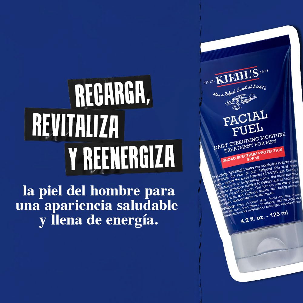 Kiehl's Facial Fuel Face Cream, Crema Facial Hidratante Para Hombres Con FPS 20, Energiza e Hidrata la Piel, Sin Sensación Grasosa, con Cafeína y Vitamina C, 125 ml