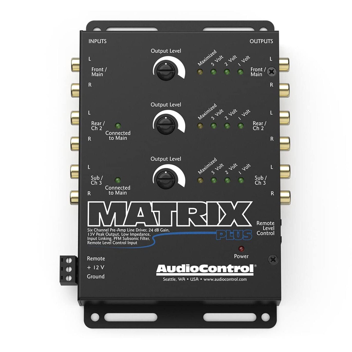 Driver de Línea AudioControl Negro con Seis Canales y Entrada de Control Remoto