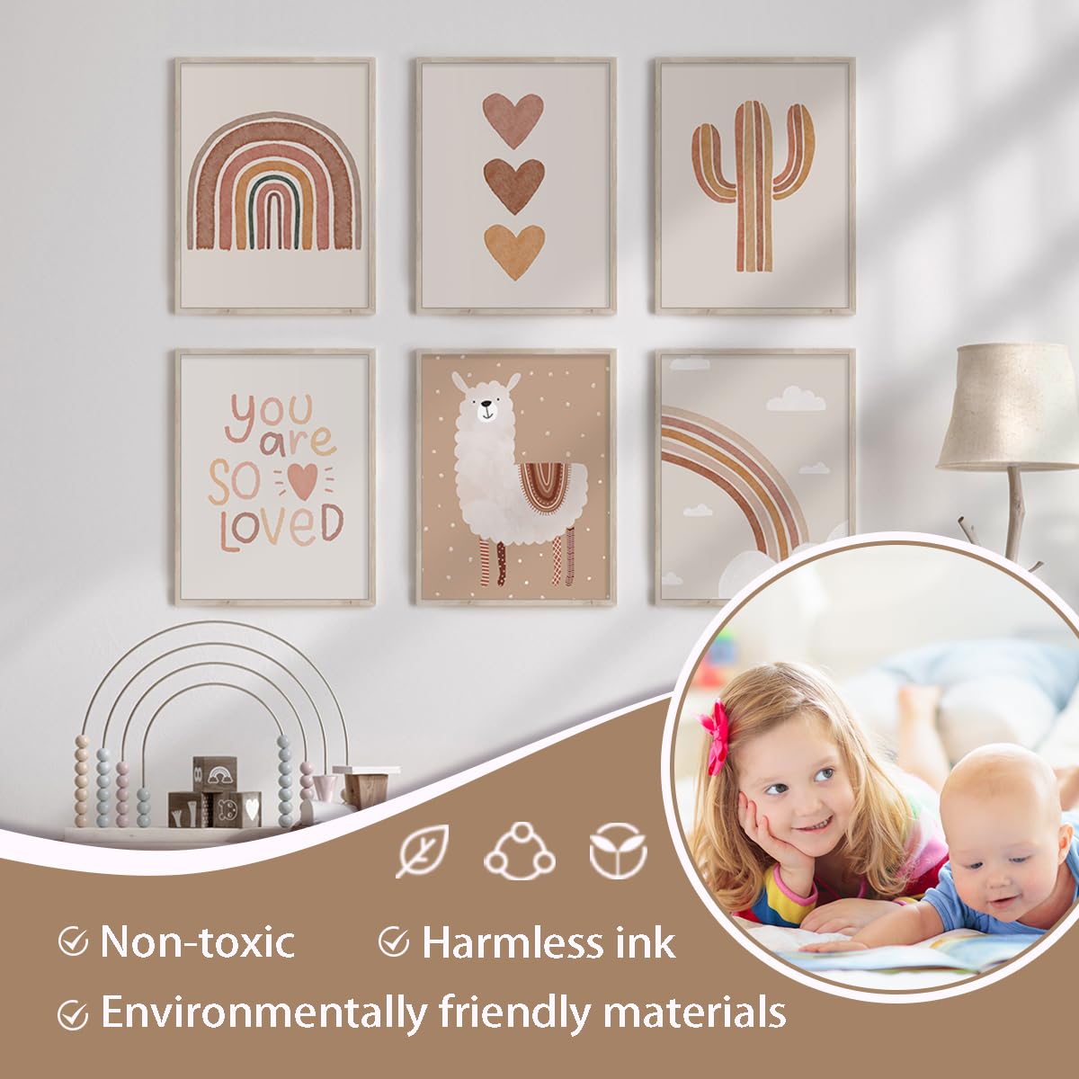 Canssape - Póster bohemio para decoración de habitación de bebé, lona para pared, decoración de pared de habitación de bebé, sin marco, decoración de pared para niños, para decoración de habitación de