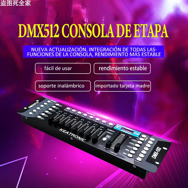 KEATRONIC Controlador Dmx 192 Canales Luces Dj Consola 512,Con Línea de señal metálica