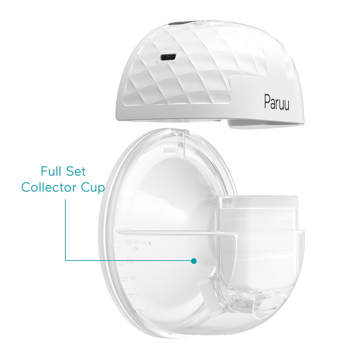 Paruu P10 Juego Completo de Taza Colectora, Piezas Originales de Extractor de Leche, Accesorios de Reemplazo para Extractor de Leche Portátil, 1 Juego