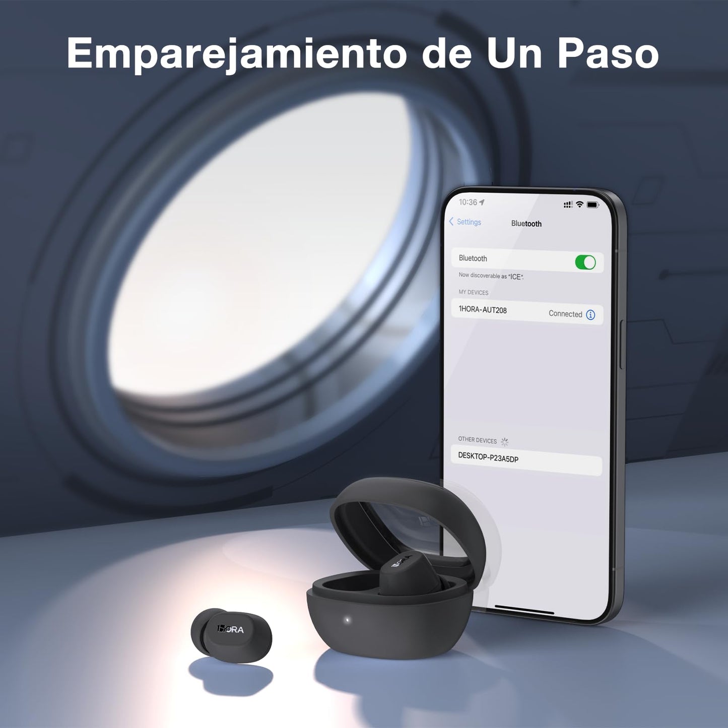 Audífonos In-Ear 1 Hora Bluetooth 5.3 Negro Mate para Música y Llamadas