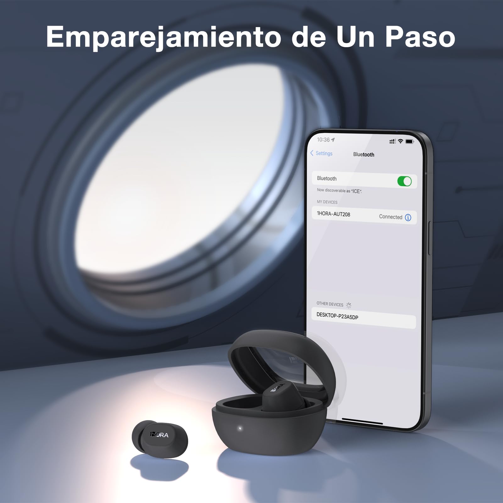 Audífonos In-Ear 1 Hora Bluetooth 5.3 Negro Mate para Música y Llamadas