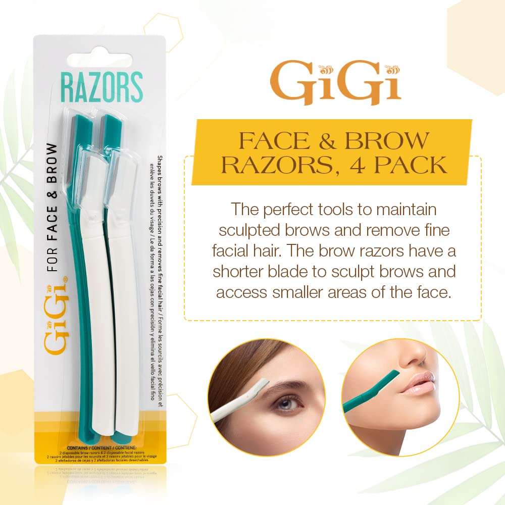 GiGi Navajas para Delinear Vello Facial Rostro y Cejas 4 Piezas Resistente Práctico Profesional
