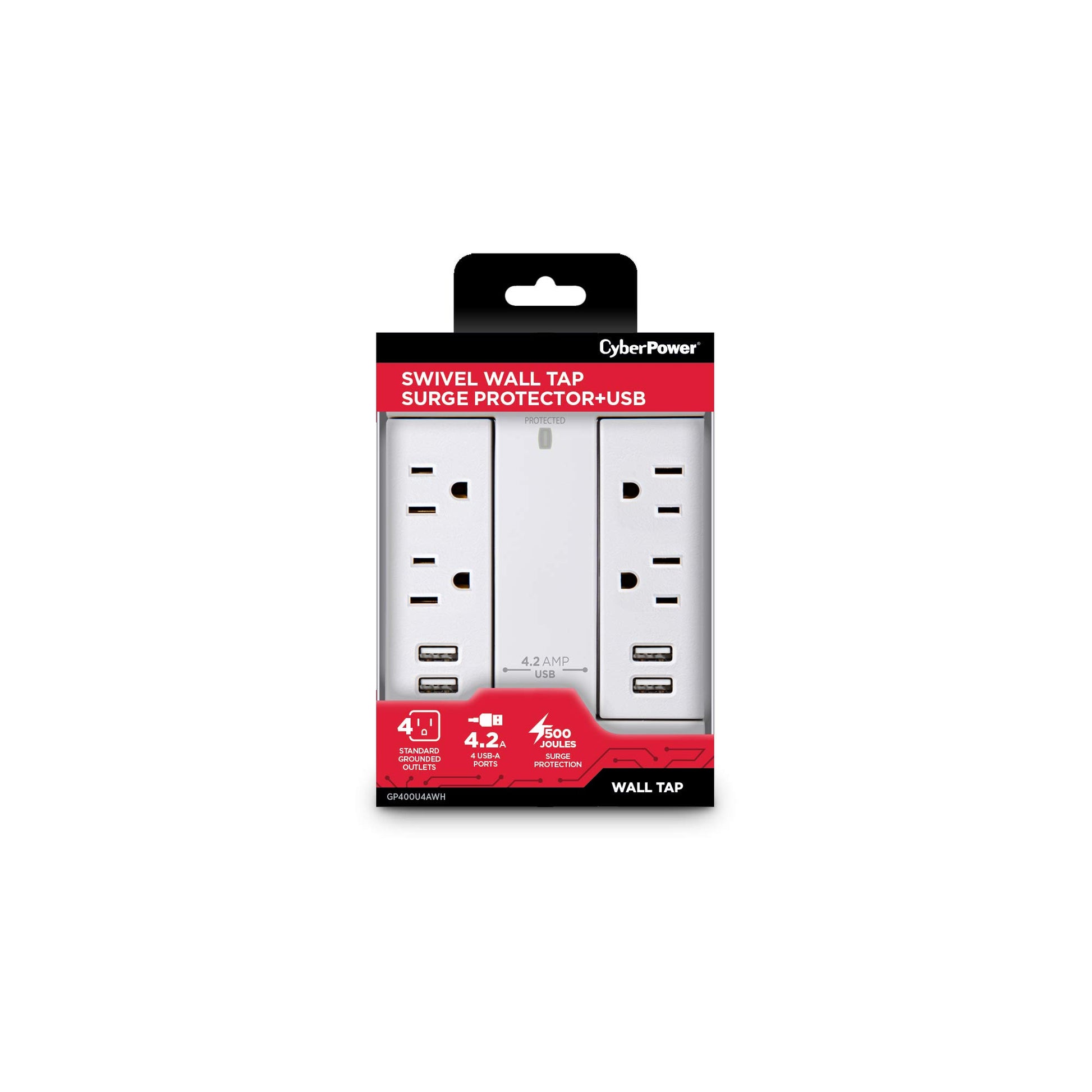 CyberPower GP400U4AWH Supresor de Picos, Blanco, Pequeño