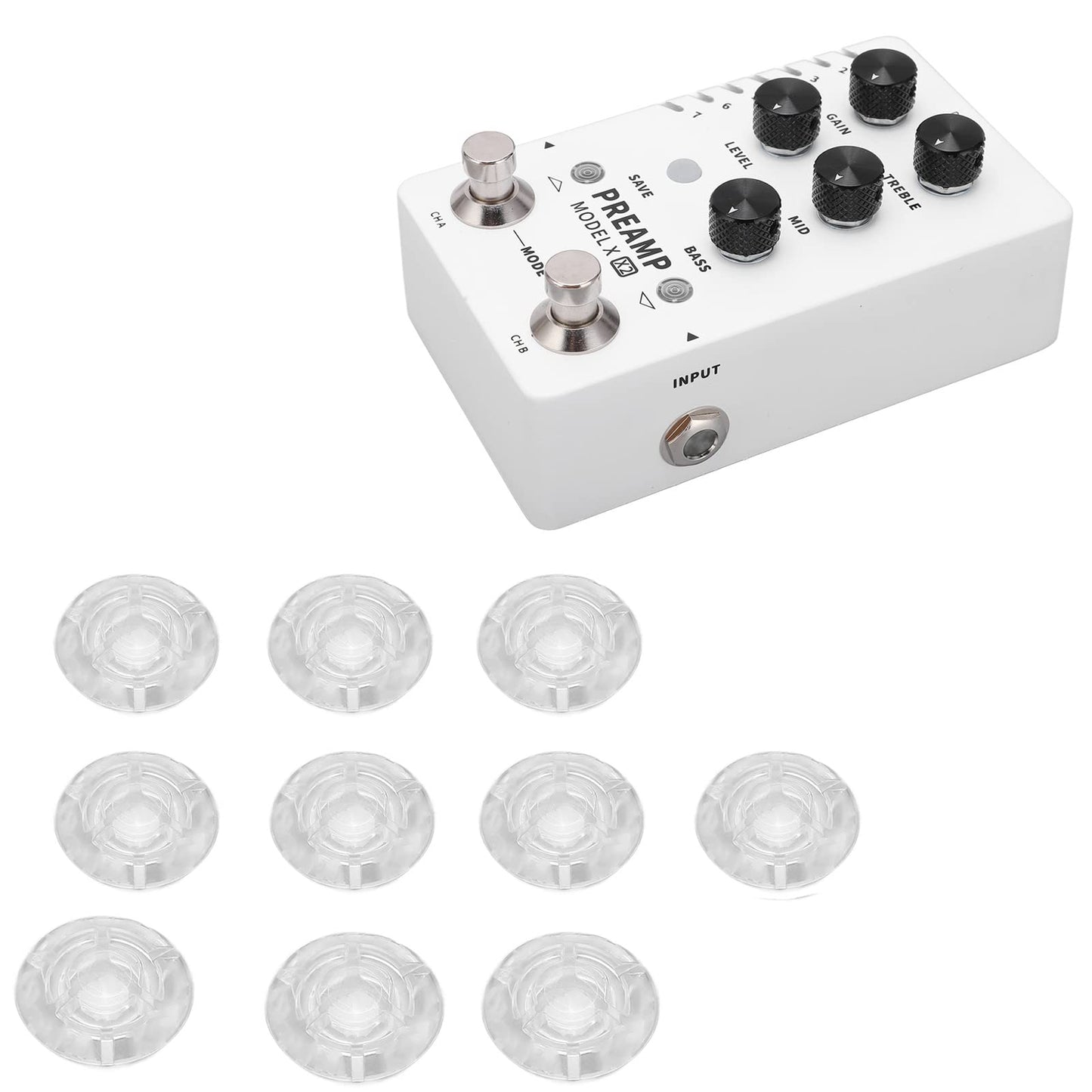 Pedal Toppers Universal transparente interruptor de pie cubierta de uñas plástico 10 Uds de moda para músicos para Pedal de efecto de guitarra