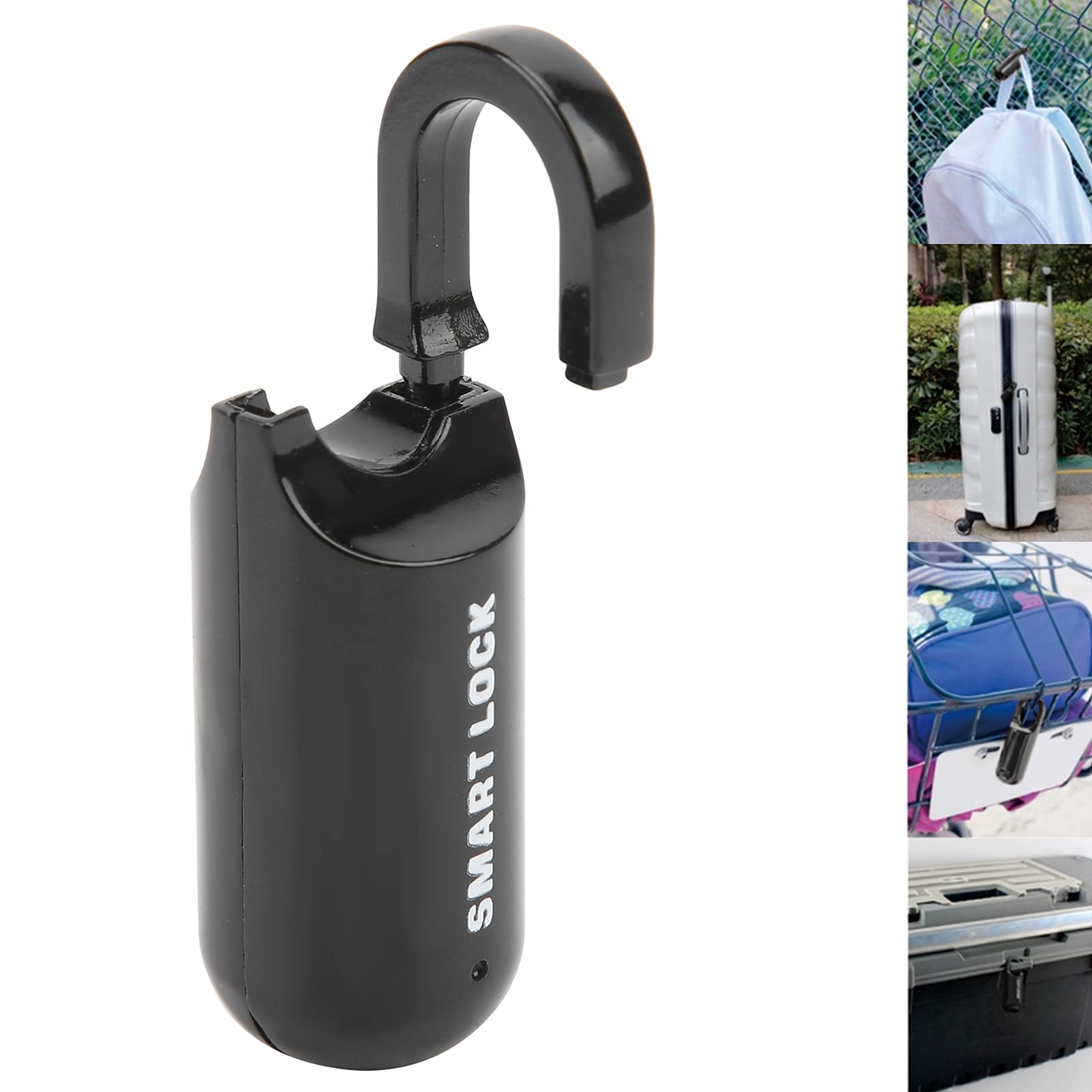 Candado con Huella Digital Cerradura Inteligente Sin Llave para Casillero Candado con Huella Digital Recargable para Casillero, Equipaje, Gimnasio, Maleta, Bolsas Y Caja(Negro)