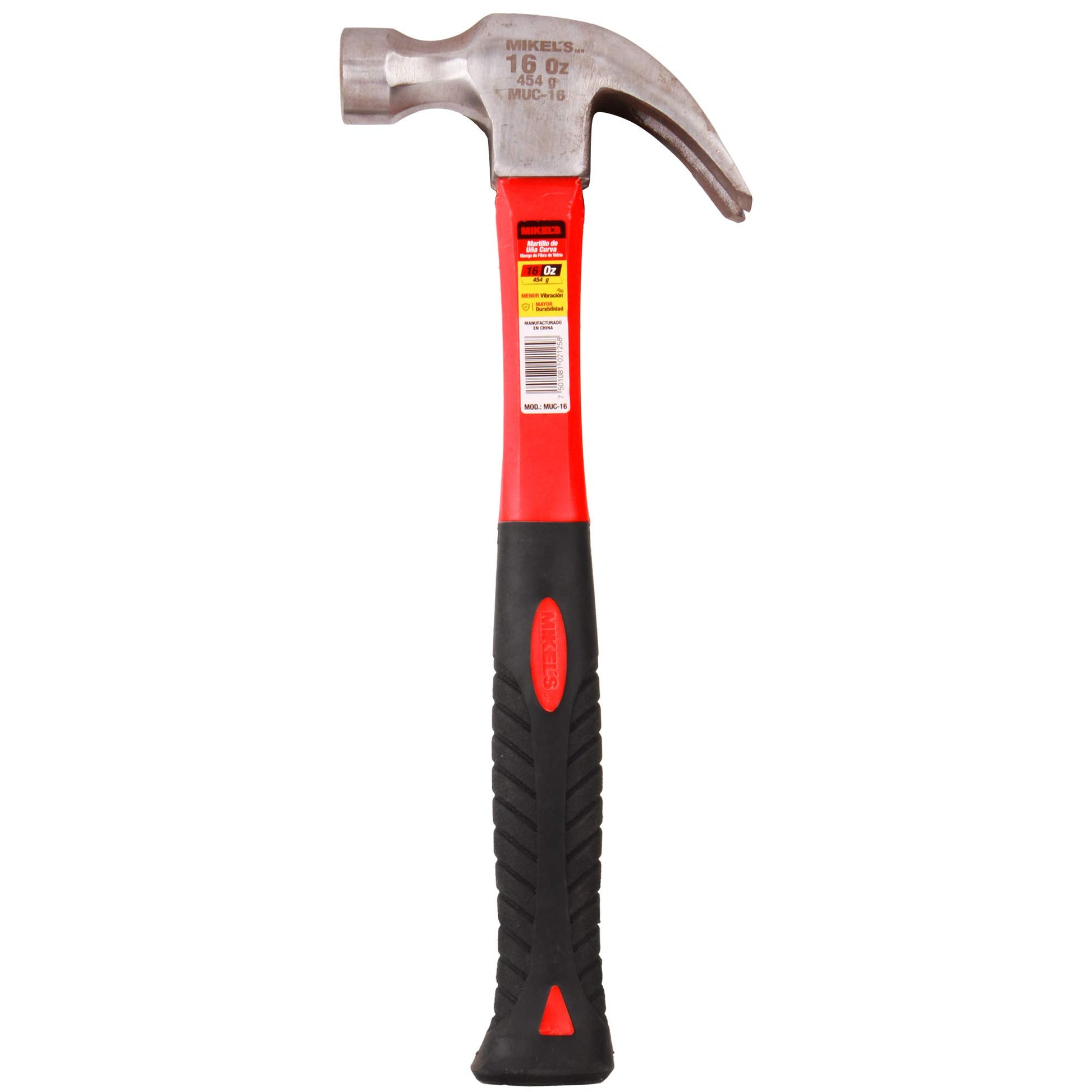 Martillo de Uña Curva Mikel's Negro Mango de Fibra de Vidrio 16 oz