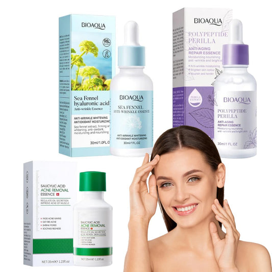 Trio Serum Hidratante Skin Care Alta Calidad Esencia Perilla Polipeptide + Sea Fennel Acido Hialuronico + Acido Salisilico Removedor Acne Cuidado De la Piel