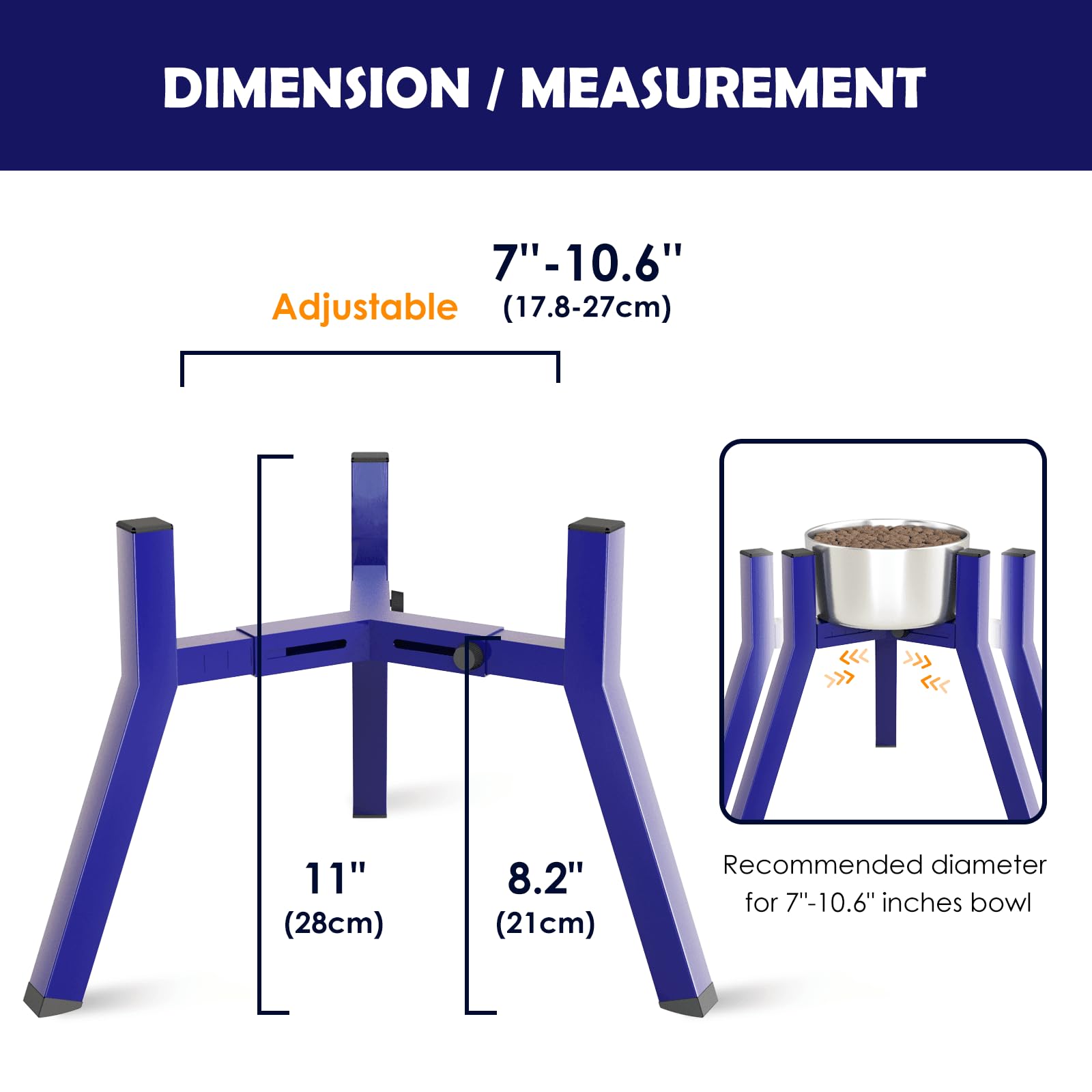 Soporte Elevado de Tazones para Perros Medianos 11 Pulgadas Ancho Ajustable 7-10.6 Pulgadas