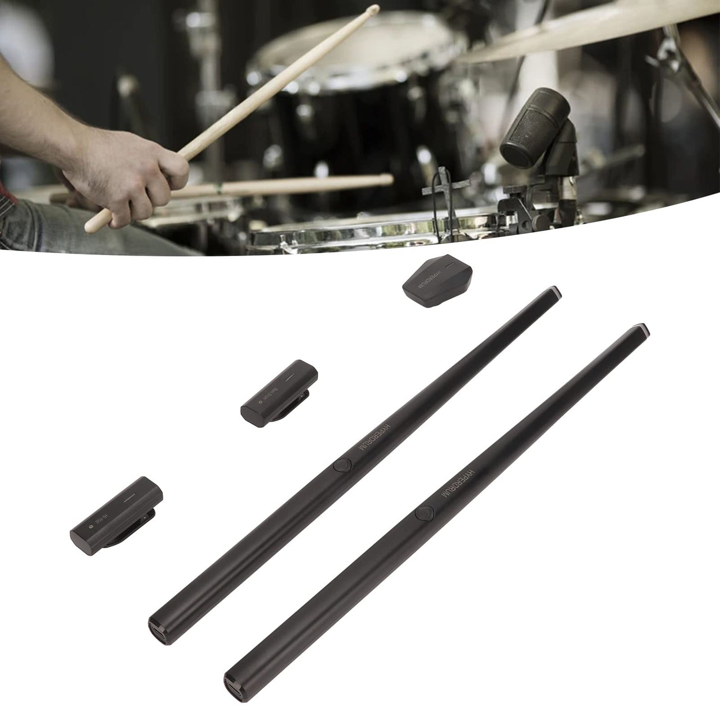 Gemer Air Drum Sticks Set, Drumsticks Stand Adapter Simulación 2 Modos Virtual Drum Set para Adultos