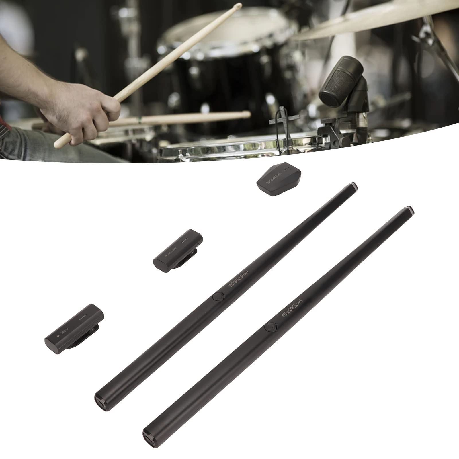 Gemer Air Drum Sticks Set, Drumsticks Stand Adapter Simulación 2 Modos Virtual Drum Set para Adultos