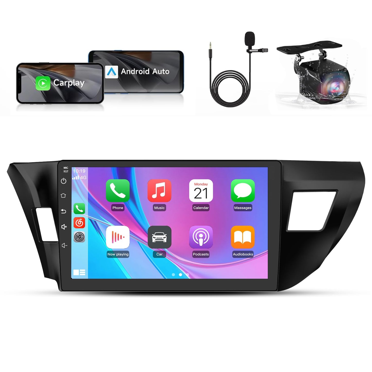 Vratzn Android 13 Radio de coche estéreo para Toyota Corolla 2014 2015 2016 con Carplay Android cámara de respaldo automático Bluetooth