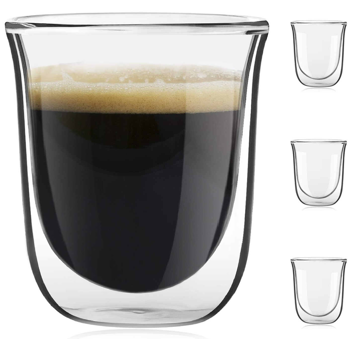 Vasos de Café Expreso JoyJolt Doble Pared 2 Onzas Juego de 4