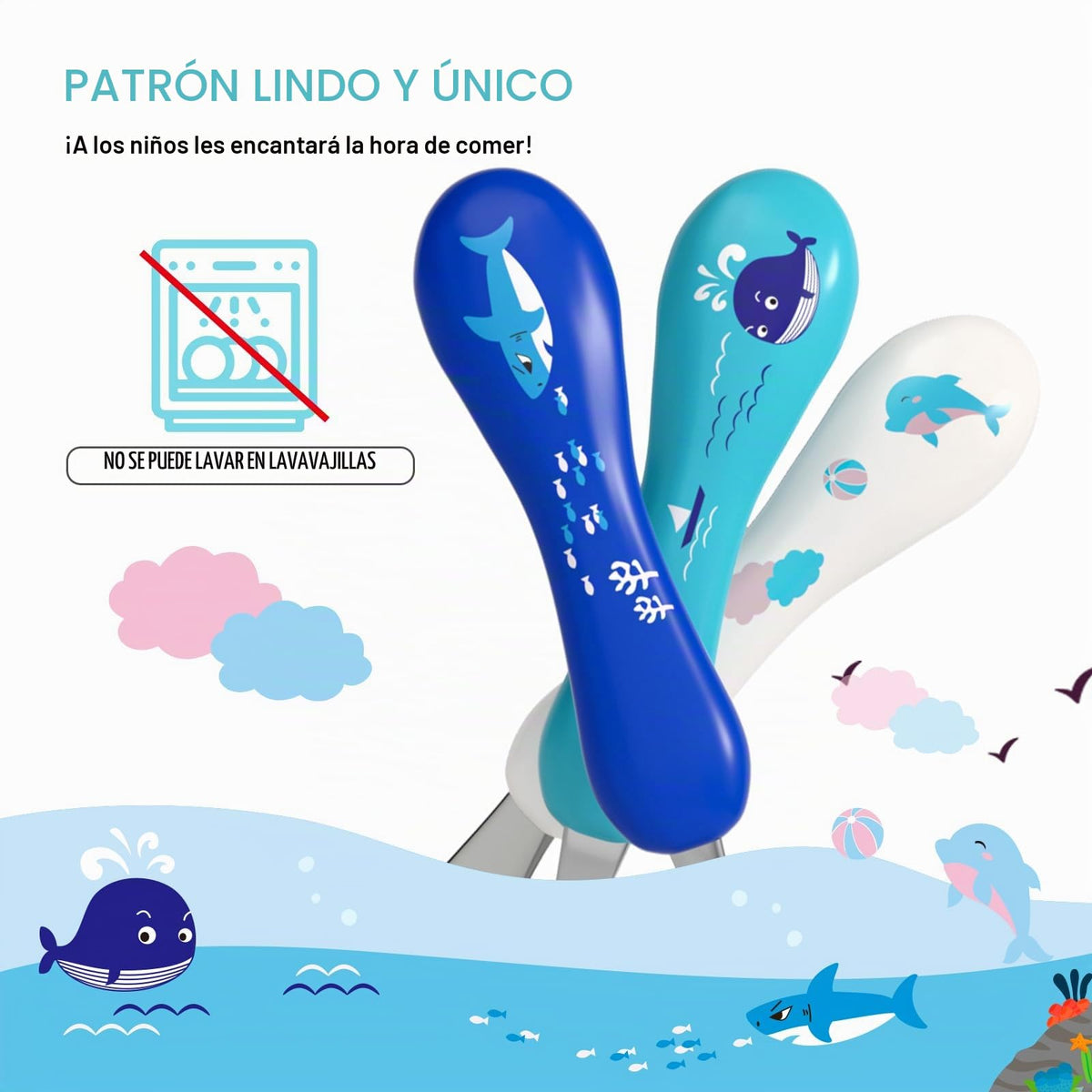 Lehoo Castle - Utensilios para niños pequeños, juego de cubiertos para