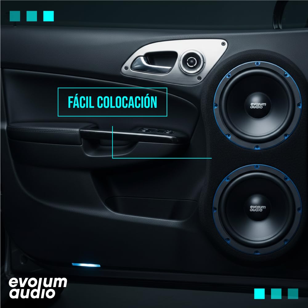 Evolum Audio - Kit Bocinas Medio Rango - Sonido Claro y Potente - Cono de Papel de Titanio - Potencia RMS de 200 W - Materiales de Calidad - Fácil Instalación - Modelo Open Show (8 in)