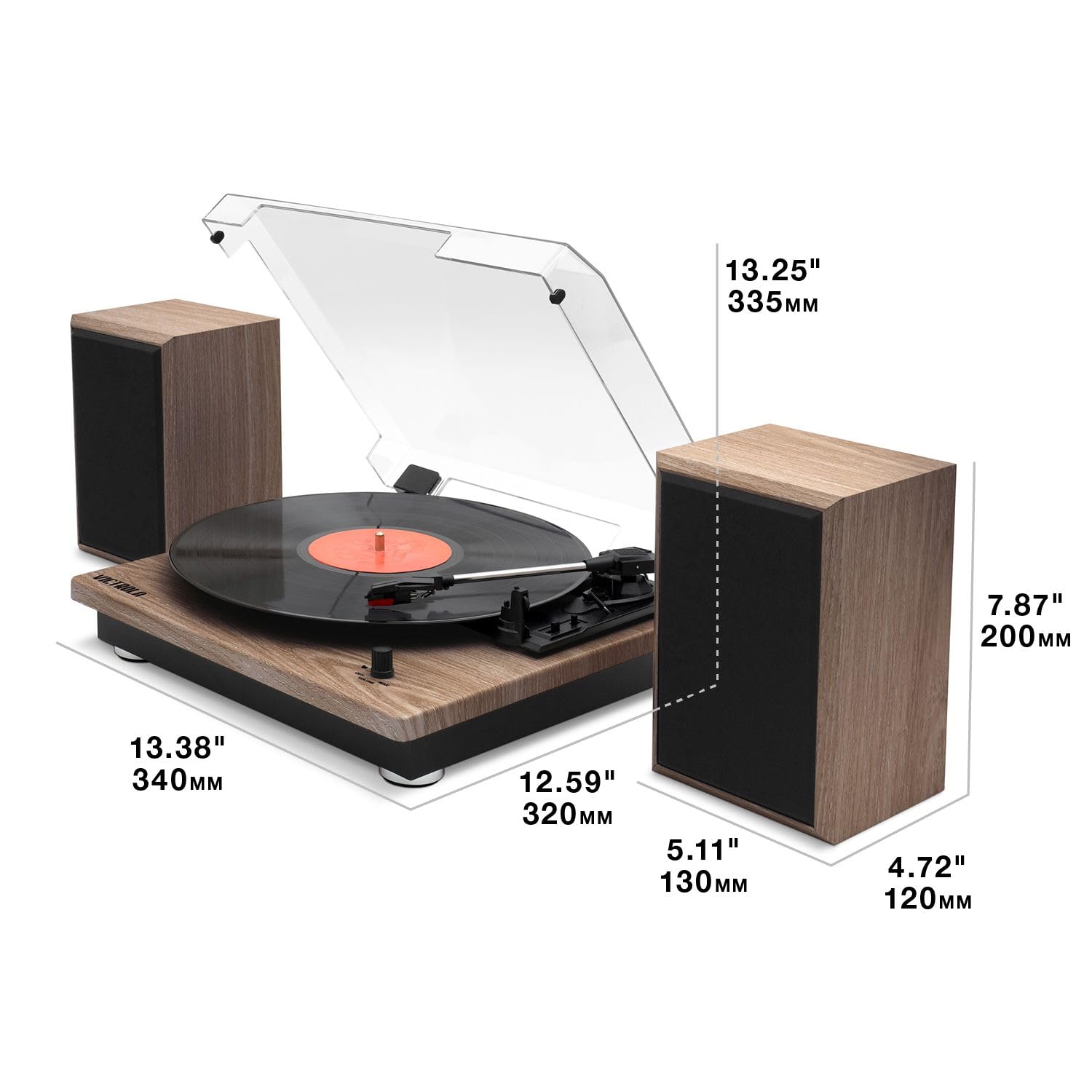 Tocadiscos Victrola Montauk Blanco Madera con Altavoces Bluetooth y Tapa Extraíble
