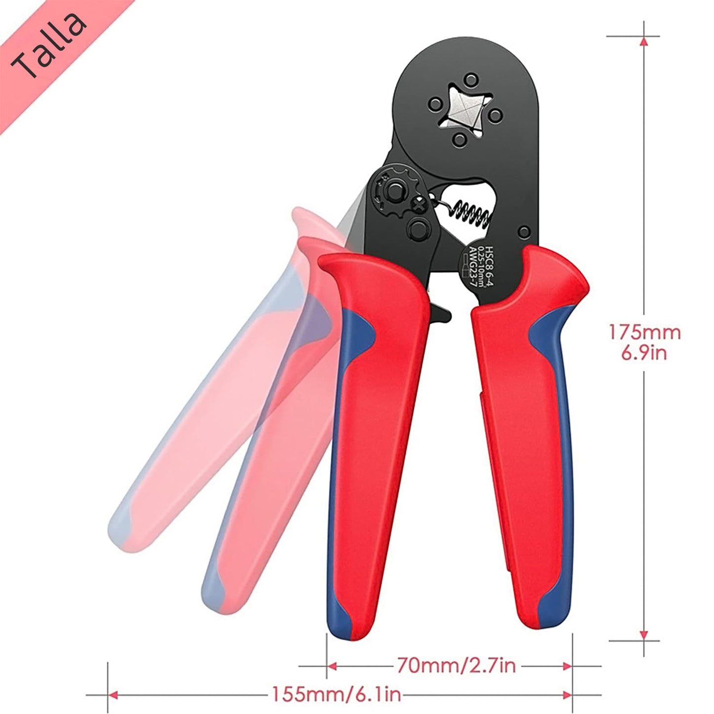 Kit de Terminales y Alicates HCS8 6-4A Negro para Cables Eléctricos