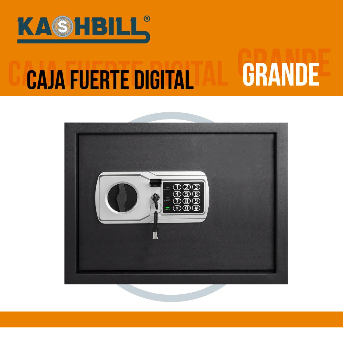 Caja Fuerte Digital Grande Modelo CF04 30x38x30 cm, Cierre Electrónico con Teclado y Llave de Emergencia caja fuerte para casa