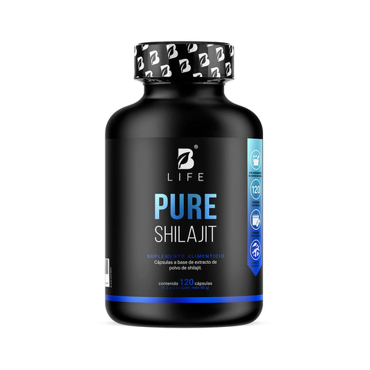 B Life Shilajit Puro | 120 cápsulas | Alta Pureza | Energía, Vitalidad y Balance Hormonal | Extracto 100% Puro | Pure Shilajit | B Life.