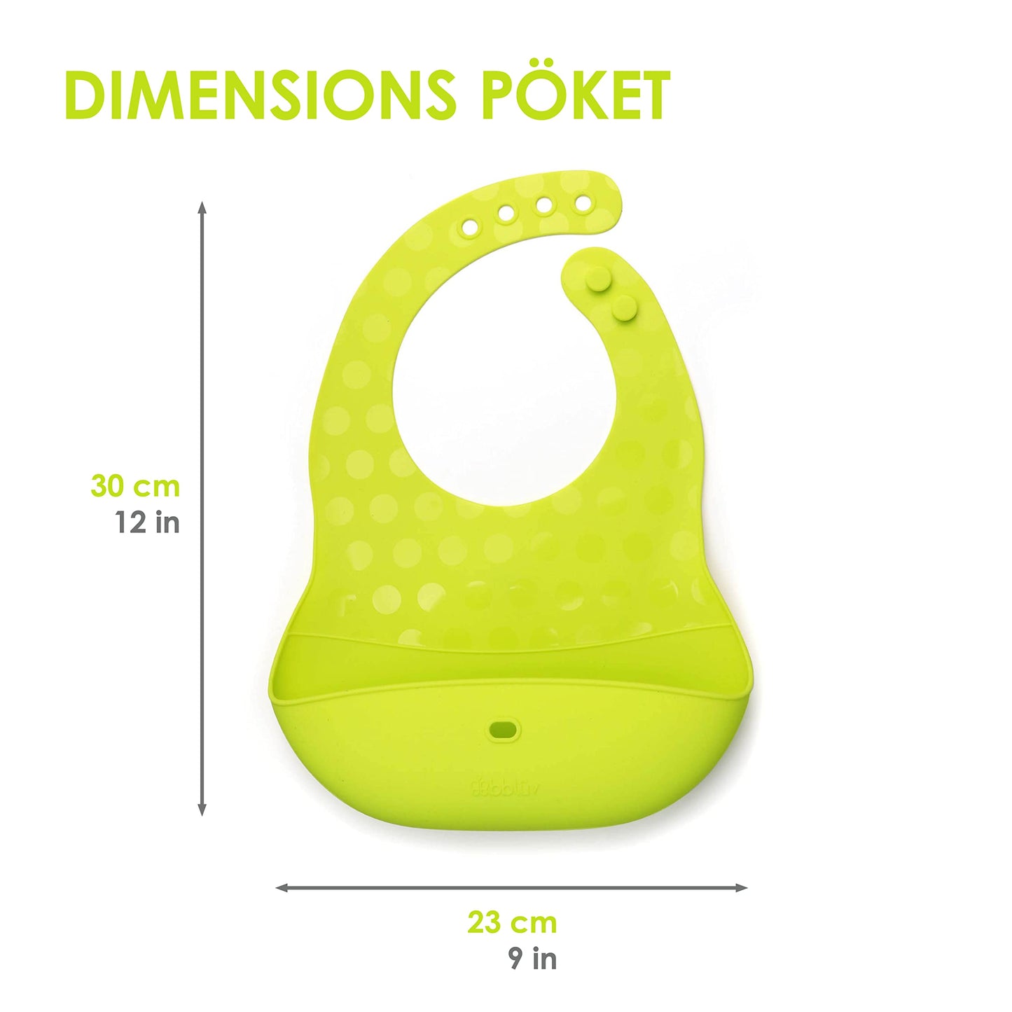 Bblüv - Pöket - Juego de 2 baberos de silicona para bebé y una cuchara, plegables, plegables, enrollables, compactos y ligeros, Lime, One Size