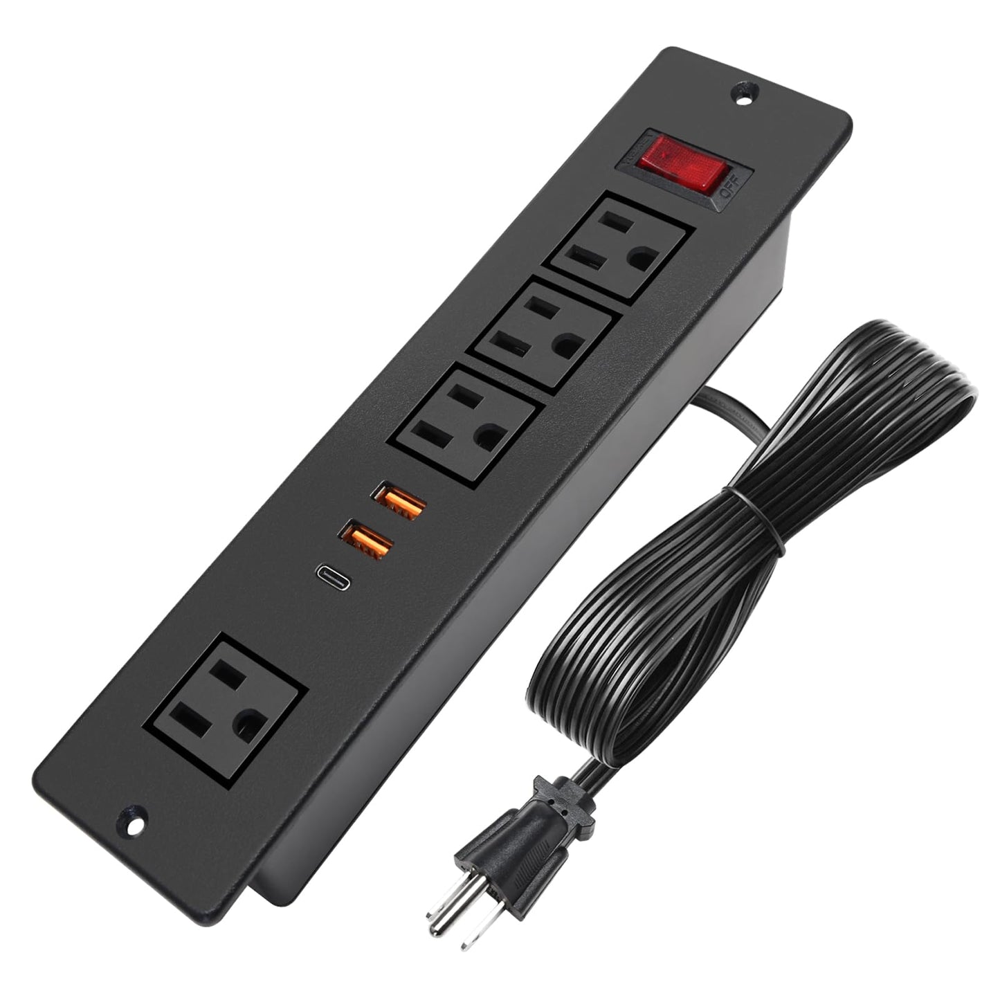 4 LEAF Multicontacto Empotrable con USB C 20W Carga Rápida, Regleta de Alimentación PD con Type c Enchufe 4 Tomas 3 USB (PD20W y QC18W, Total 20W) Puertos Negro