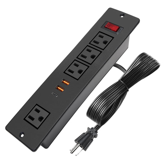 4 LEAF Multicontacto Empotrable con USB C 20W Carga Rápida, Regleta de Alimentación PD con Type c Enchufe 4 Tomas 3 USB (PD20W y QC18W, Total 20W) Puertos Negro