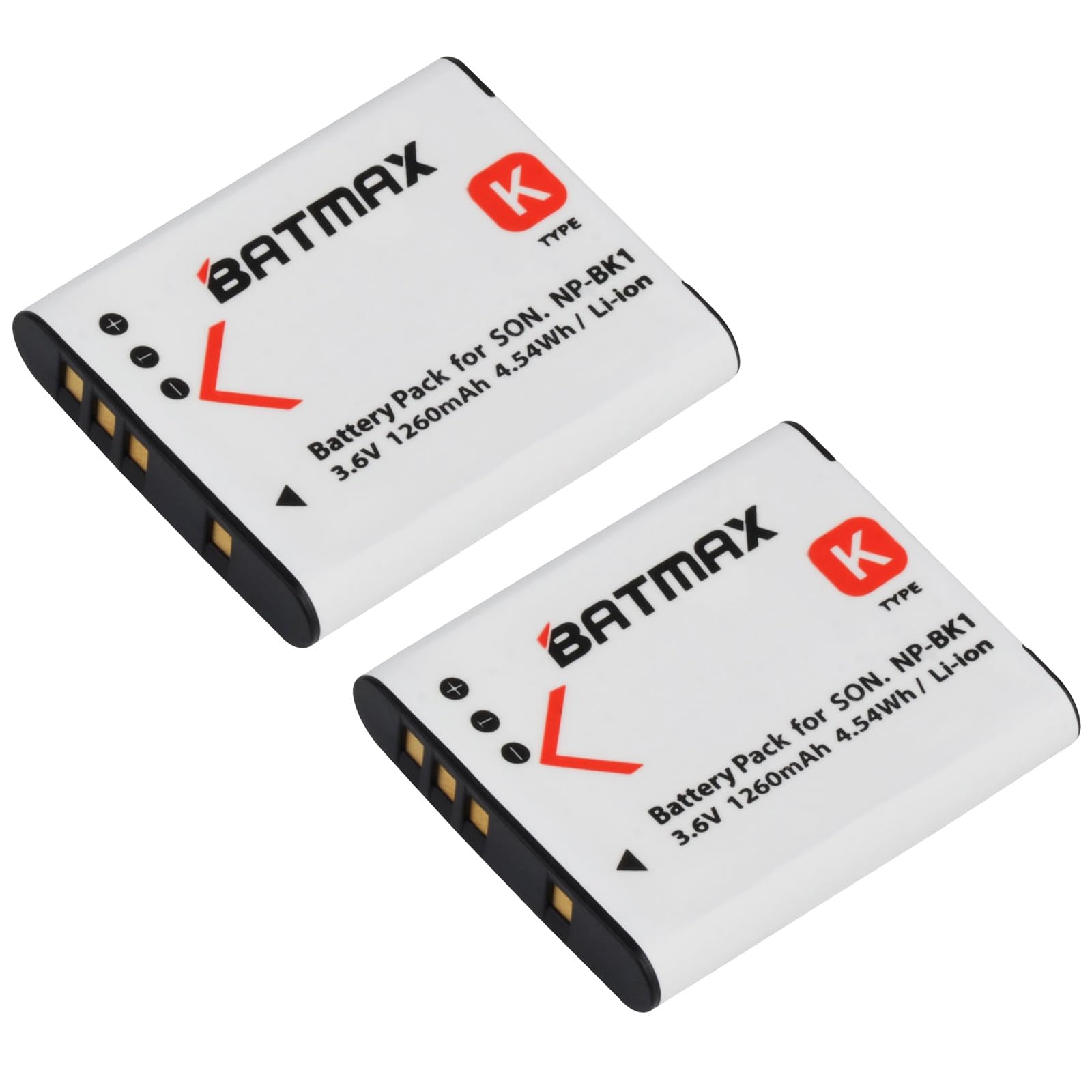 Batmax 2X NP-BK1 NP-FK1 Batería + cargador rápido LCD para Sony NP-BK1, Cybershot DSC-W180, DSC-W190, DSC-W370, DSC-S750, DSC-S780, DSC-S950, DSC-S980, Webbie MHS-CM1 HD, MHS-PM1
