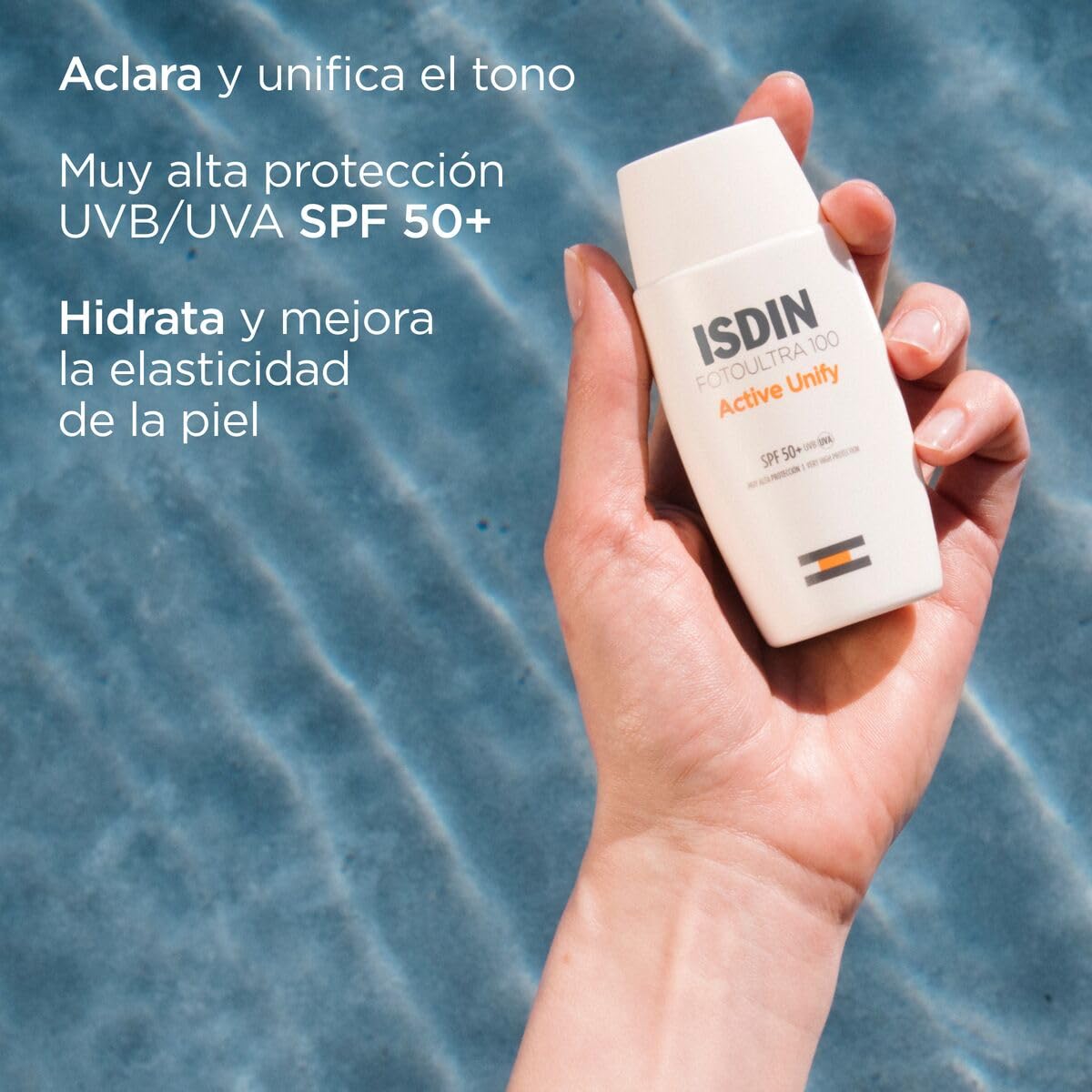 ISDIN FotoUltra 100 Active Unify SPF 50+, Protector Solar Facial, Aclara y unifica el tono de piel, 50 ml