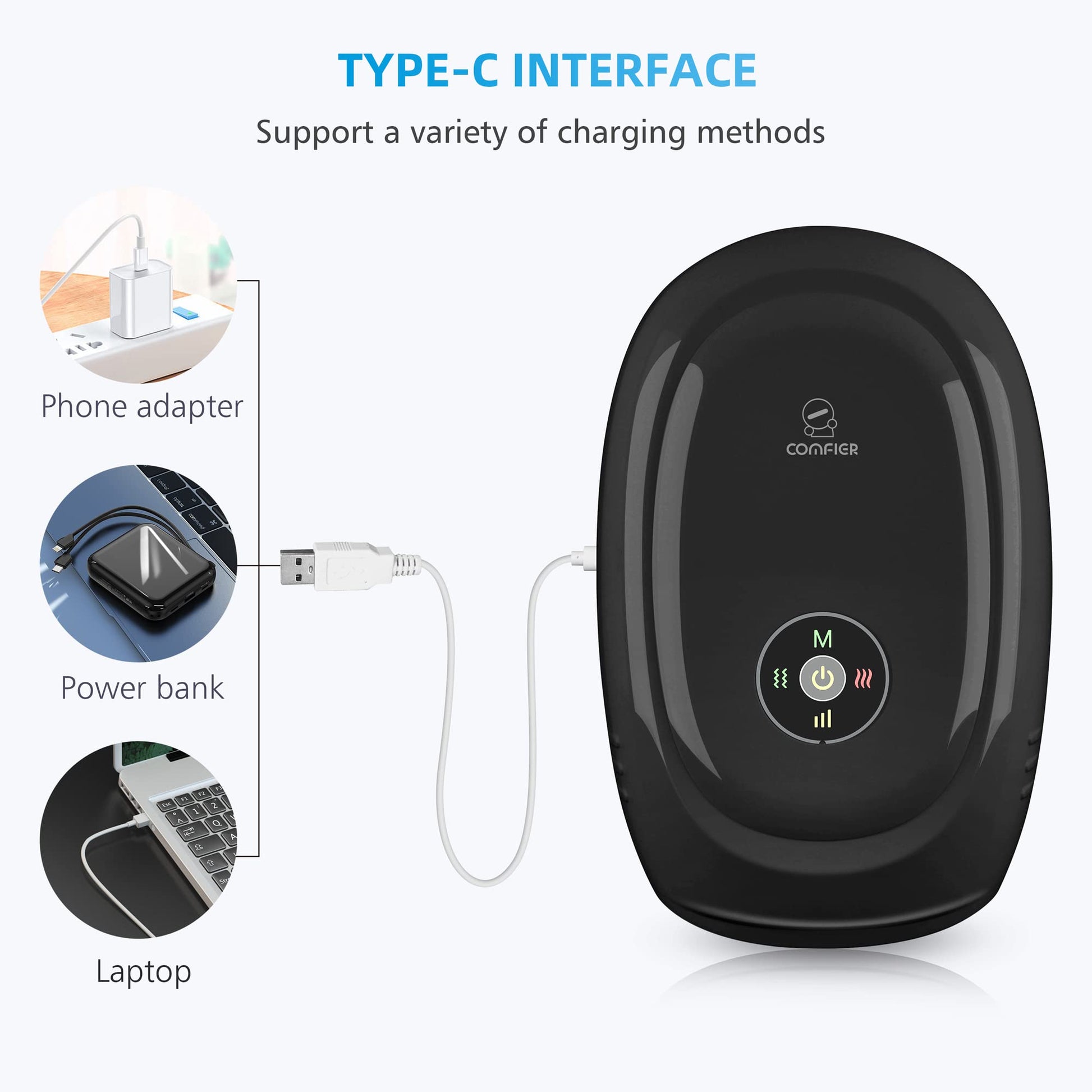 Comfier Máquina masajeadora de manos, masajeador eléctrico inalámbrico de manos con calor y compresión, vibración, control de aplicación, masajeador de dedos de muñeca para artritis y túnel carpiano, alivio del dolor, regalos (negro)