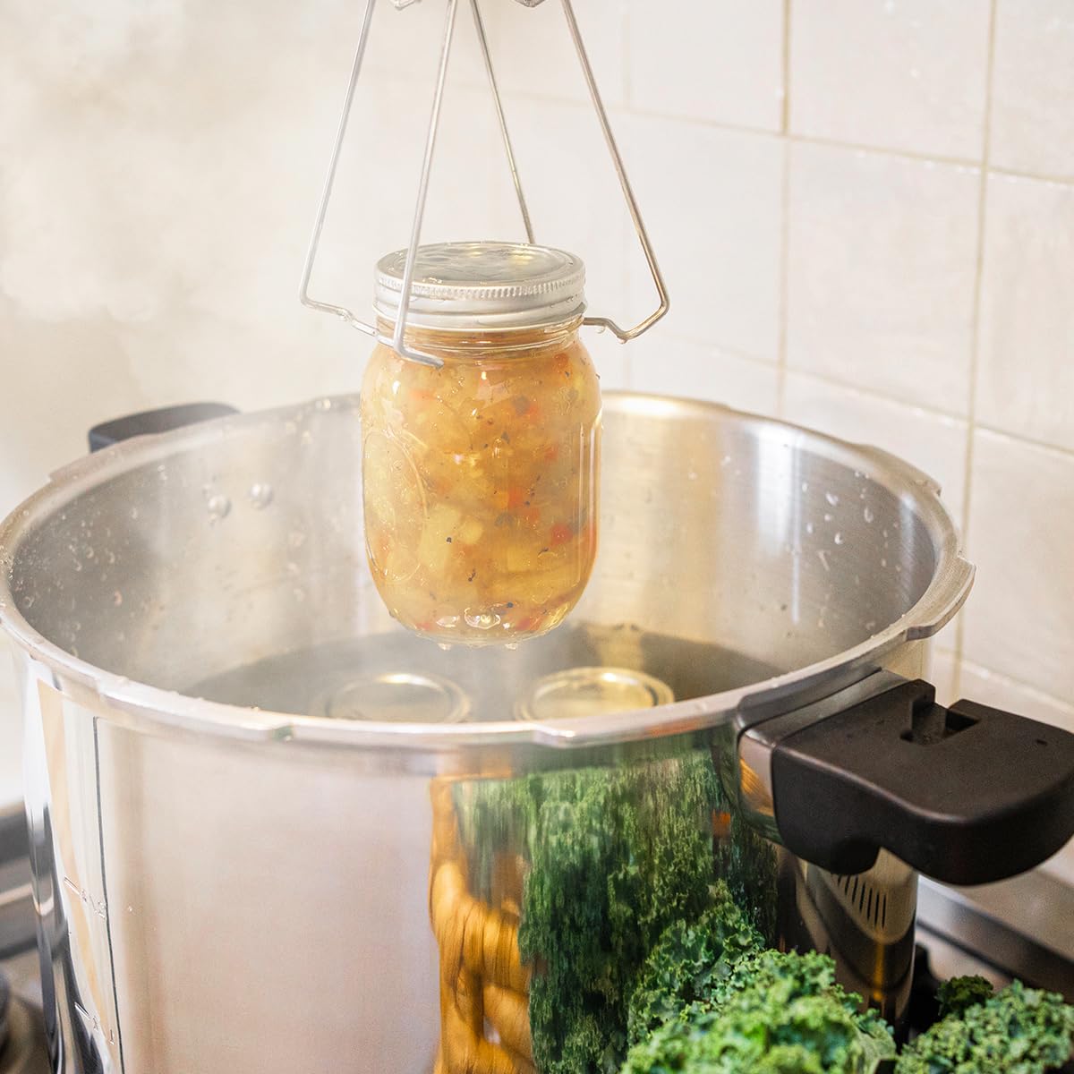 Barton - olla de presión de 22 cuartos de galón de capacidad, manómetro integrado con (1) estante, aluminio pulido