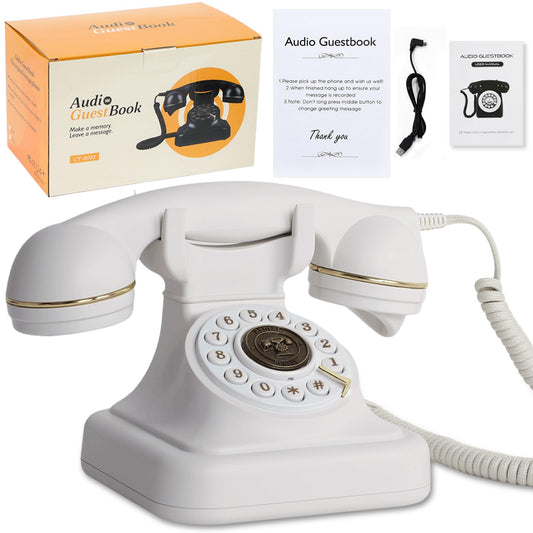 ROOMEDAL Libro de Visitas de Audio para Bodas, Teléfono Vintage con Mensaje de Voz y Caja de Regalo Premium para Eventos Especiales, Despedida de Soltera, Fiesta de Cumpleaños, Baby Shower