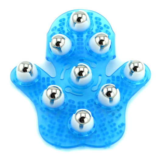 Guante de Masaje SAMYO Azul con 9 Rodillos de 360 Grados para Cuidado Corporal