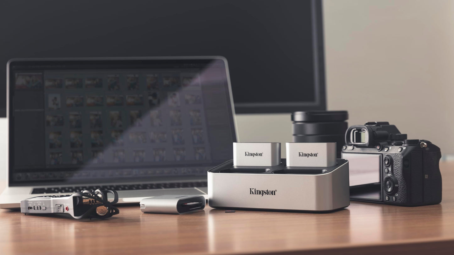 Kingston Lector Workflow Station, Interfaz: USB 3.2 Gen2, minihub USB 3.2 Gen1, Cable USB-C a USB-C, Adaptador De Corriente, SKU: WFS-S