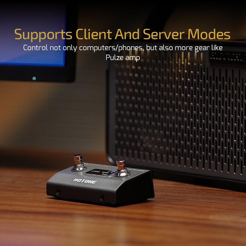 HOTONE - driver MIDI inalámbrico con interruptores de pie programables, aplicación móvil ultracompacto de 12 horas con control de pulze EC-2 (incluye 2 protectores de pedal adicionales)
