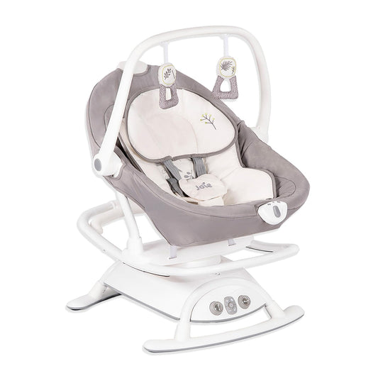 Joie Columpio Portatil para Bebe Sansa, Cuna Mecedora con Giro de 90°, Silla Mecedora Reclinable con 3 Posiciones y Vibracion Calmante, Bouncer Electrico para Bebe
