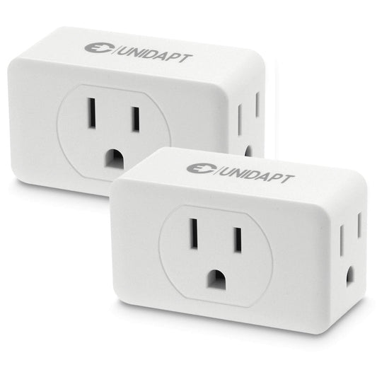 Unidapt - Extensor de enchufe múltiple (2 unidades), divisor de salida de pared de 3 vías, adaptador de enchufe de corriente de crucero, expansor compacto de pared de viaje, diseño en ángulo plano