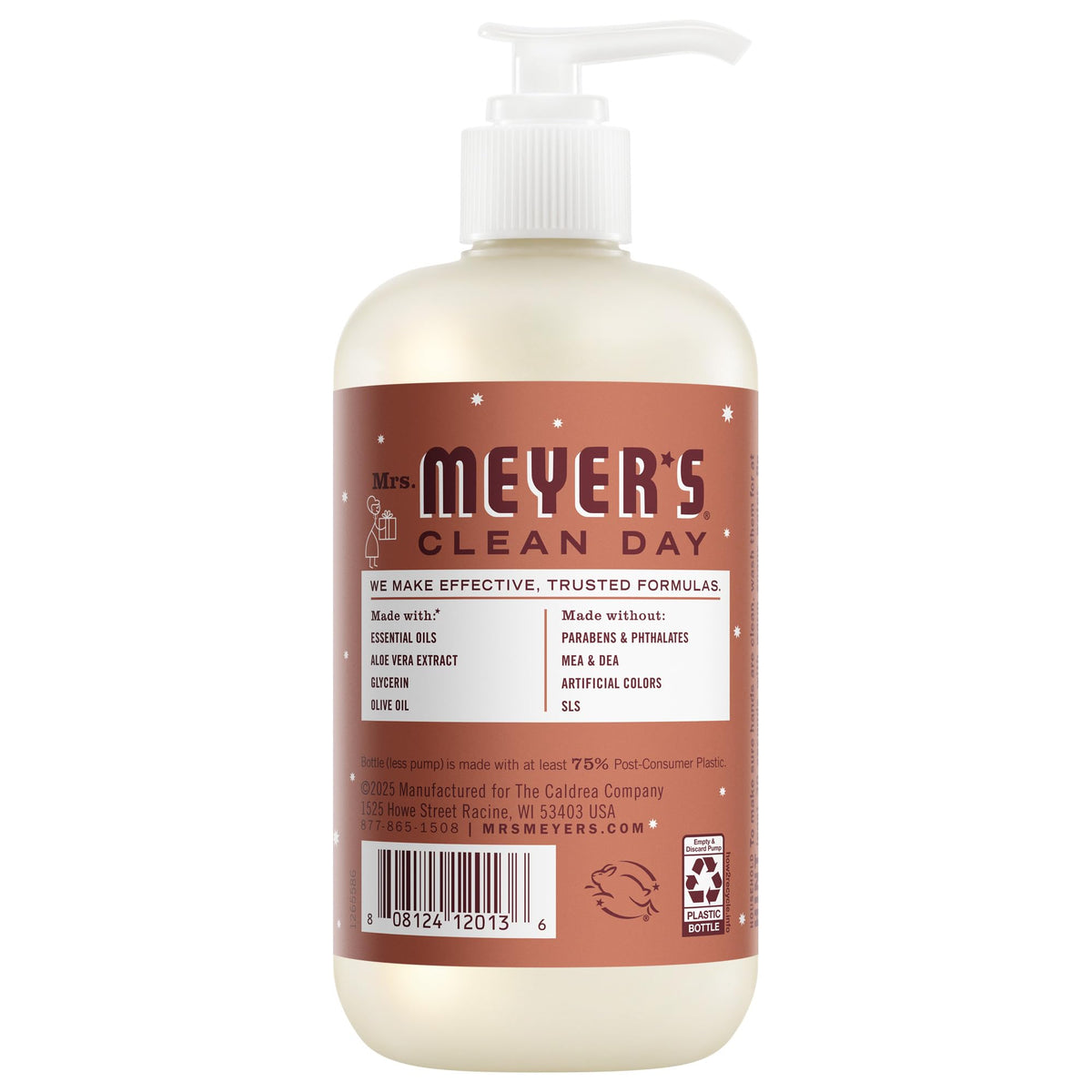 MRS. MEYER'S CLEAN DAY Jabón líquido para manos, edición limitada, aroma a pan de jengibre, botella de 12,5 onzas