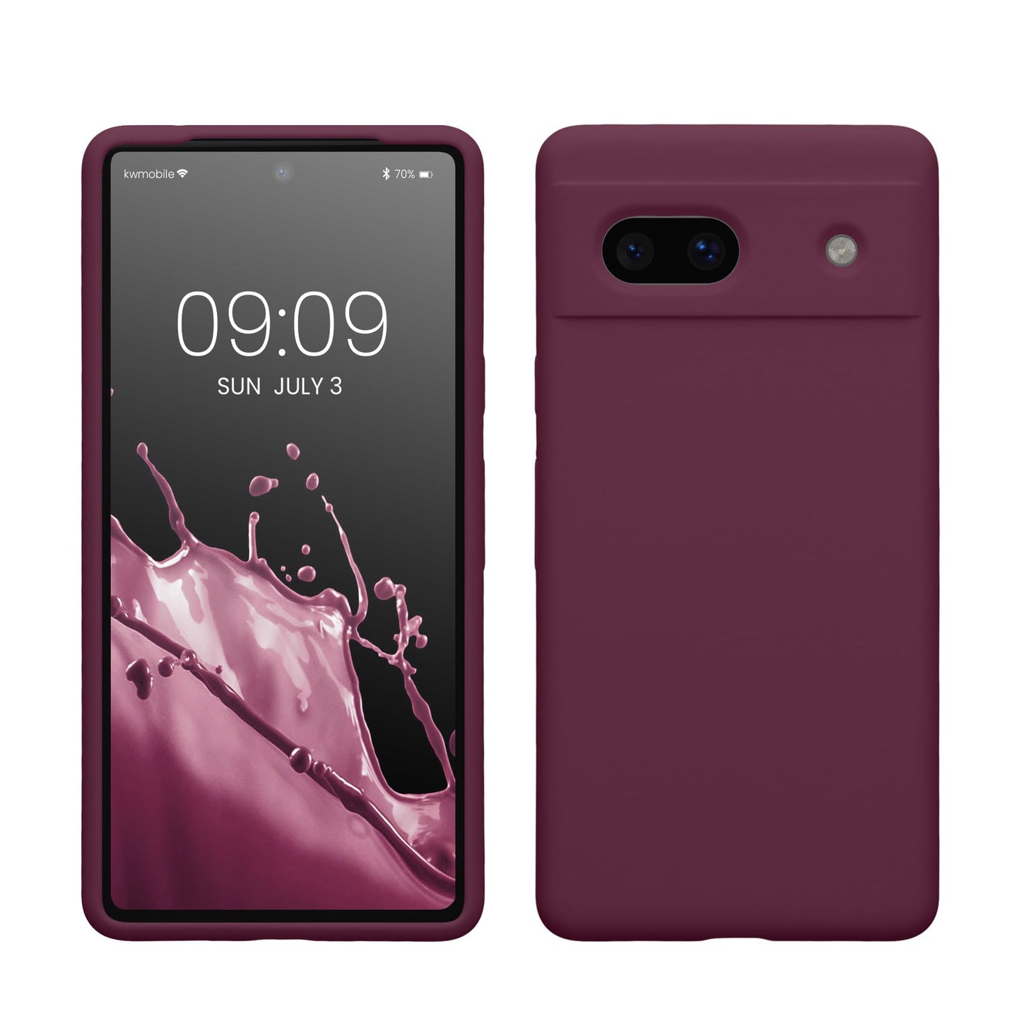 kwmobile Carcasa Compatible con Google Pixel 7a Funda - Case TPU y Silicona antigolpes - Apto Carga inalámbrica - Violeta Burdeos