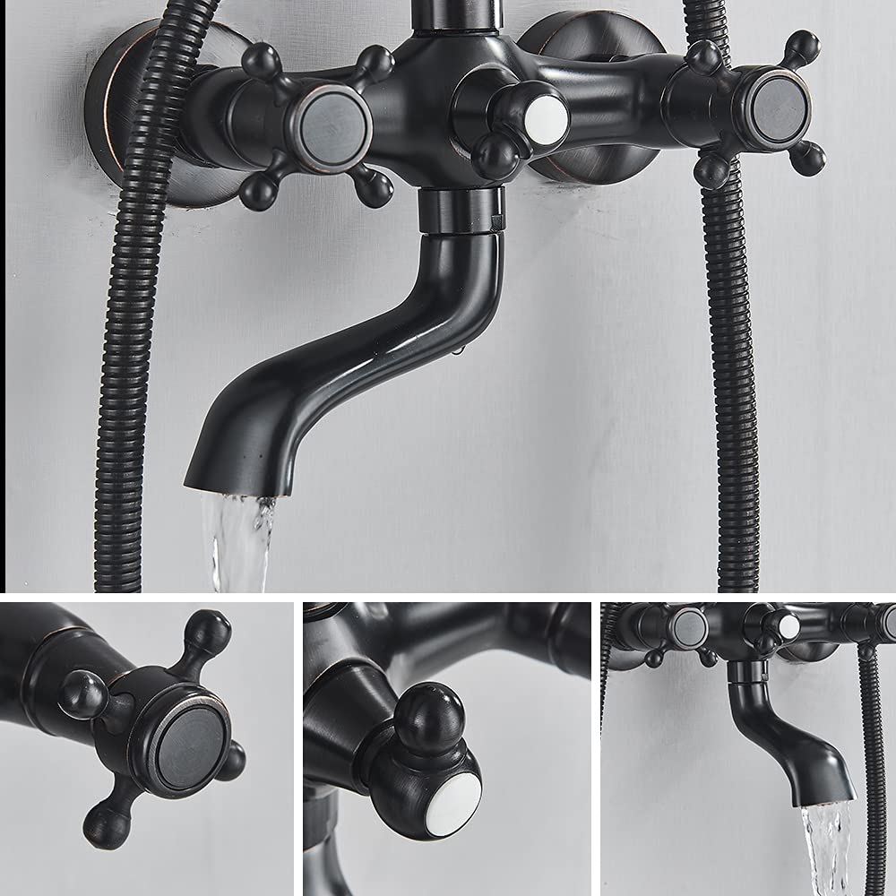 Juego de Llave de Ducha NeierThodore Bronce Aceitado con Sistema Completo Montado en la Pared