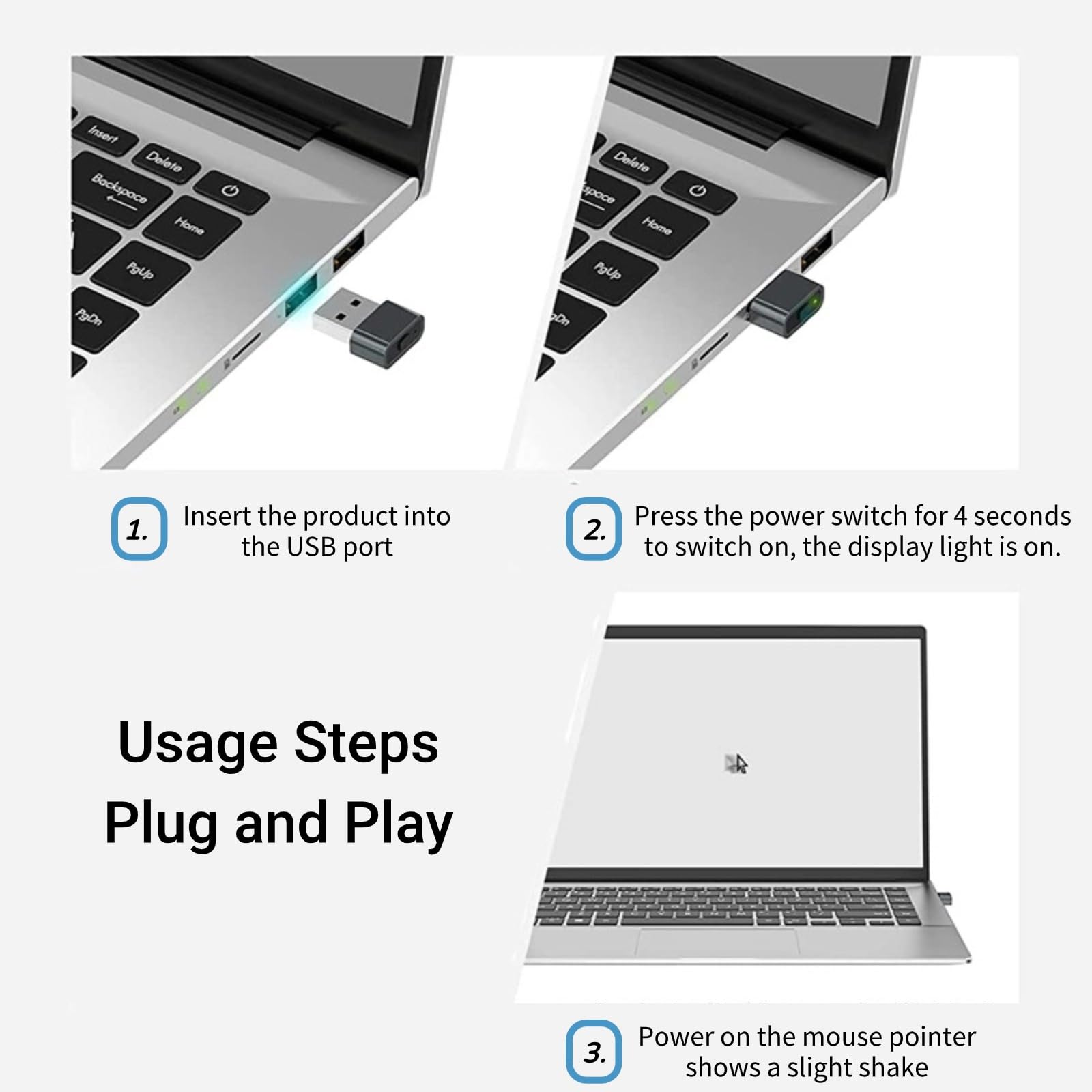 Agitador USB Yoidesu Negro con Botón de Interruptor y 2 Modos de Movimiento Simulado